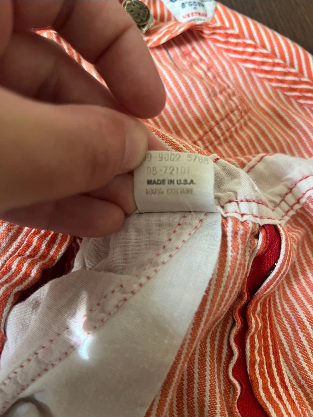 Vintage OshKosh B'Gosh red and white striped shortall overalls